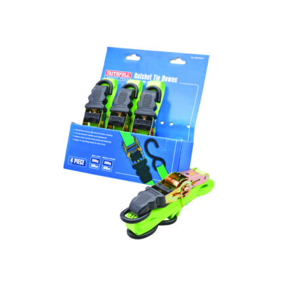 Faithfull RATCHET TIEDOWNS(4) 5MX25MMGREEN